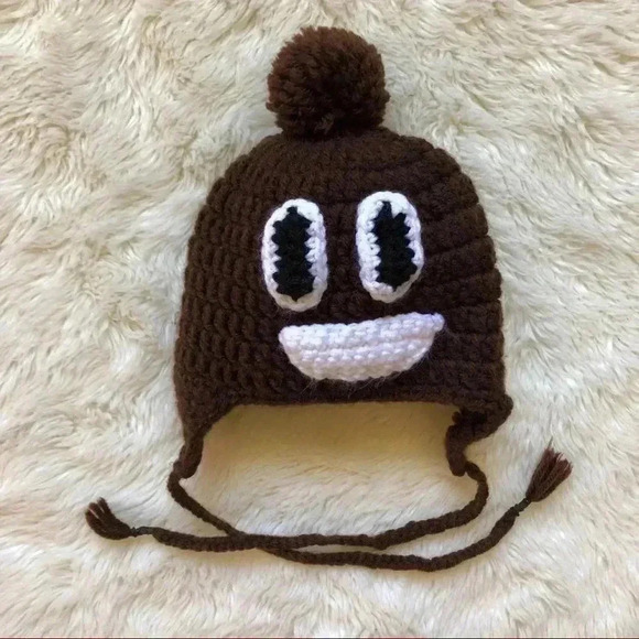 Poop Emoji  Baby Winter Hat Size 3-6 Months - Picture 1 of 7